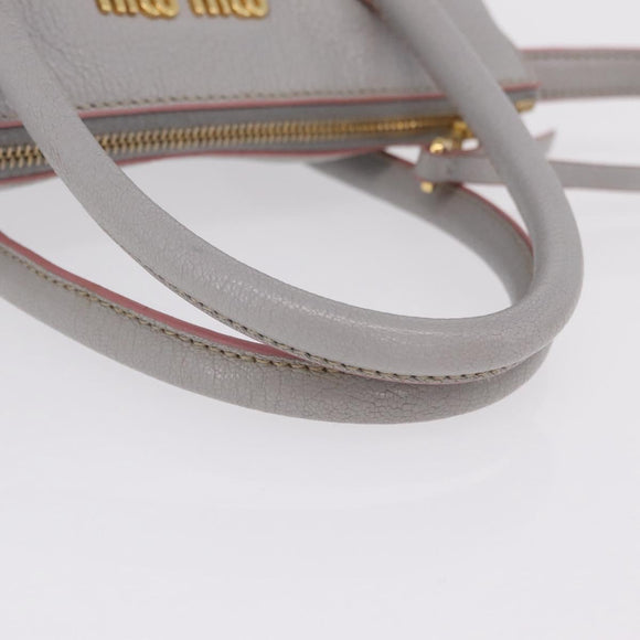 Miu Miu Hand Bag Leather 2way Gray Gold Auth 167877A