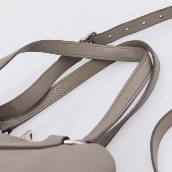 Miu Miu Hand Bag Leather 2way Gray Silver Auth 167878A