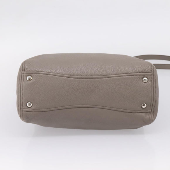 Miu Miu Hand Bag Leather 2way Gray Silver Auth 167878A