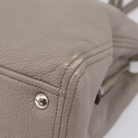 Miu Miu Hand Bag Leather 2way Gray Silver Auth 167878A