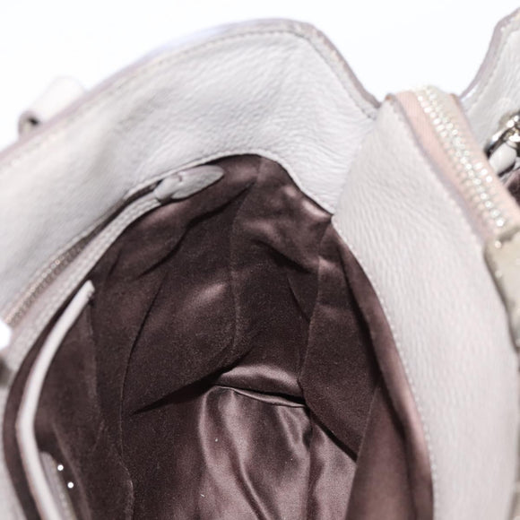 Miu Miu Hand Bag Leather 2way Gray Silver Auth 167878A