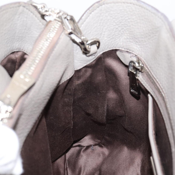 Miu Miu Hand Bag Leather 2way Gray Silver Auth 167878A