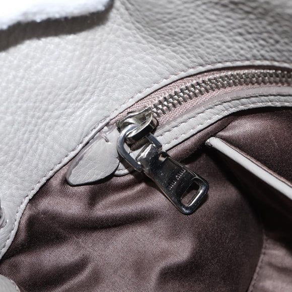 Miu Miu Hand Bag Leather 2way Gray Silver Auth 167878A