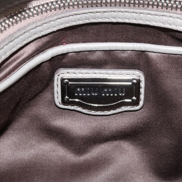 Miu Miu Hand Bag Leather 2way Gray Silver Auth 167878A