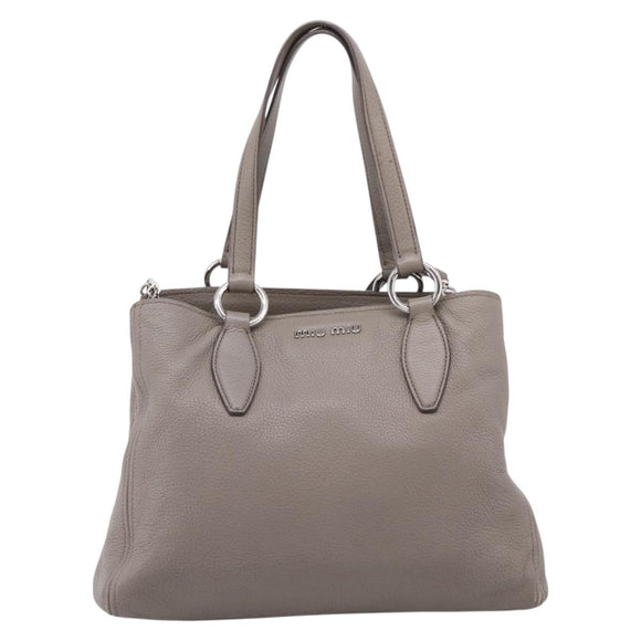 Miu Miu Hand Bag Leather 2way Gray Silver Auth 167878A