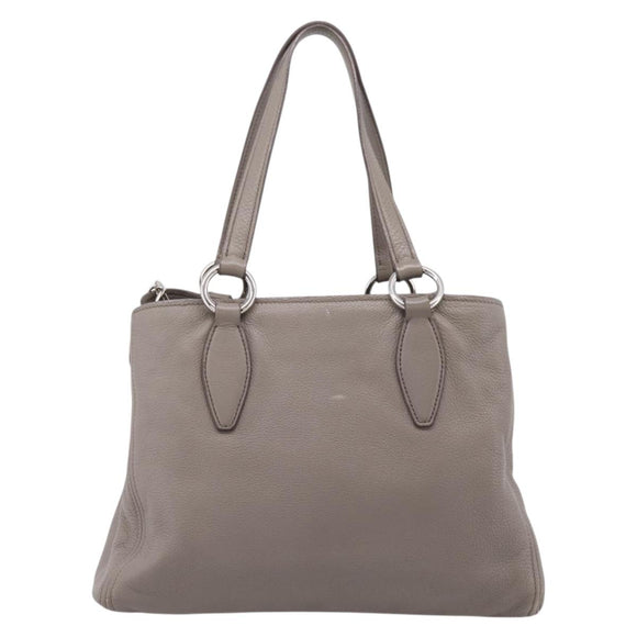 Miu Miu Hand Bag Leather 2way Gray Silver Auth 167878A