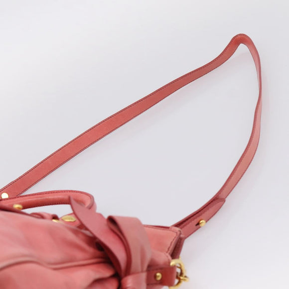 Miu Miu Hand Bag Leather 2way Pink Gold Auth 167879M
