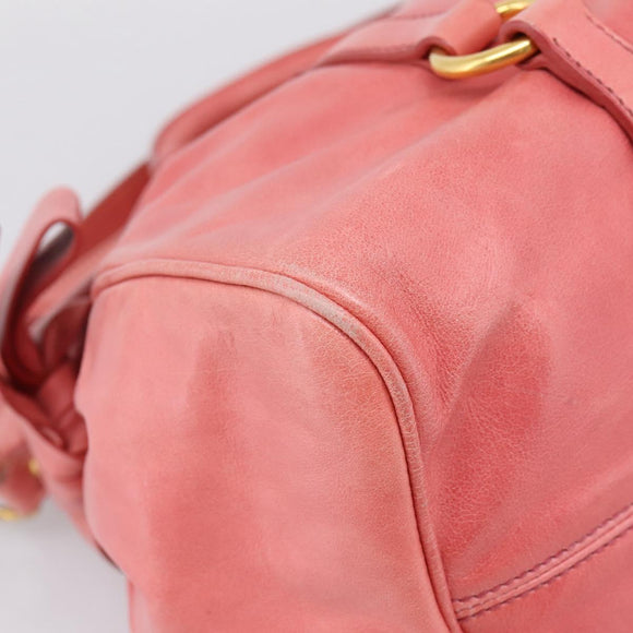 Miu Miu Hand Bag Leather 2way Pink Gold Auth 167879M