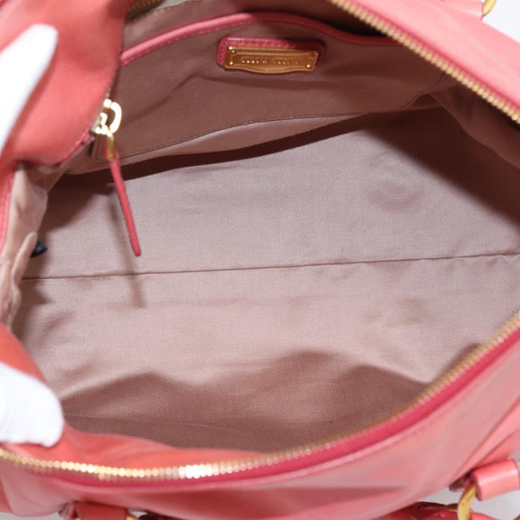 Miu Miu Hand Bag Leather 2way Pink Gold Auth 167879M
