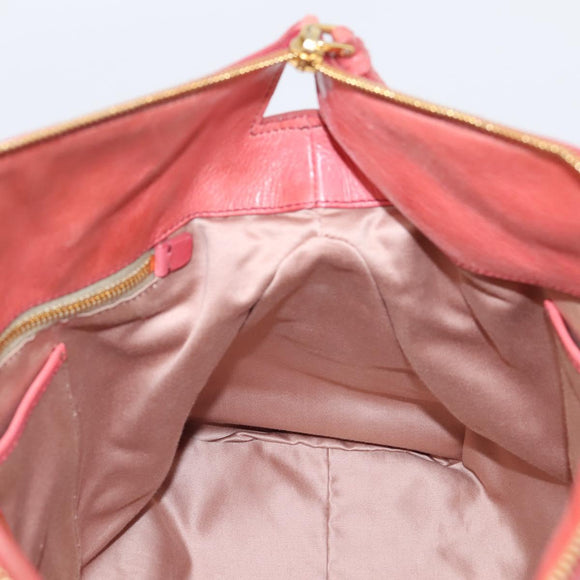 Miu Miu Hand Bag Leather 2way Pink Gold Auth 167879M