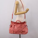 Miu Miu Hand Bag Leather 2way Pink Gold Auth 167879M-29