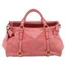 Miu Miu Hand Bag Leather 2way Pink Gold Auth 167879M-13