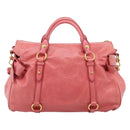 Miu Miu Hand Bag Leather 2way Pink Gold Auth 167879M-3