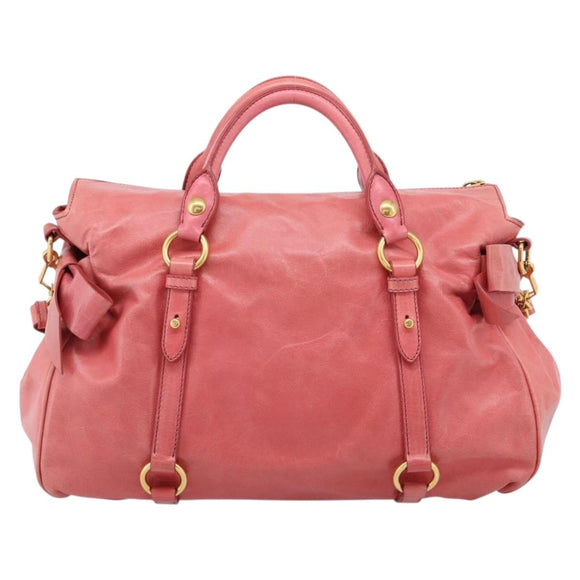 Miu Miu Hand Bag Leather 2way Pink Gold Auth 167879M