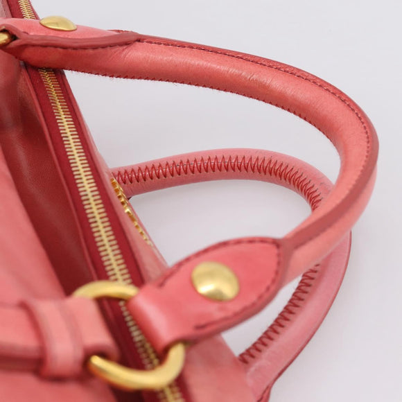 Miu Miu Hand Bag Leather 2way Pink Gold Auth 167879M