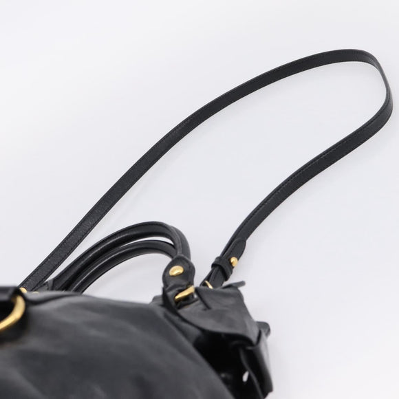 Miu Miu Hand Bag Leather 2way Black Gold Auth 167880M