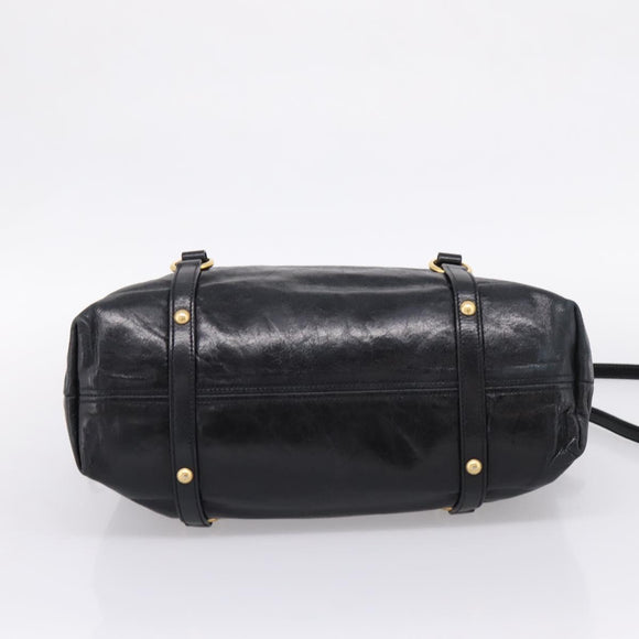 Miu Miu Hand Bag Leather 2way Black Gold Auth 167880M