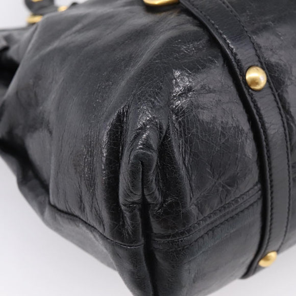 Miu Miu Hand Bag Leather 2way Black Gold Auth 167880M