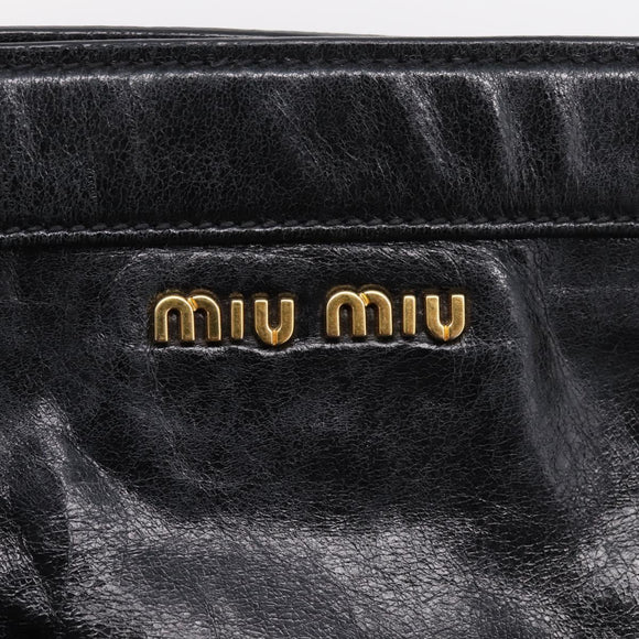 Miu Miu Hand Bag Leather 2way Black Gold Auth 167880M