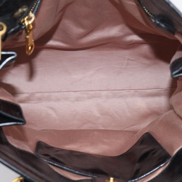 Miu Miu Hand Bag Leather 2way Black Gold Auth 167880M