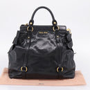Miu Miu Hand Bag Leather 2way Black Gold Auth 167880M-26