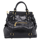 Miu Miu Hand Bag Leather 2way Black Gold Auth 167880M-3