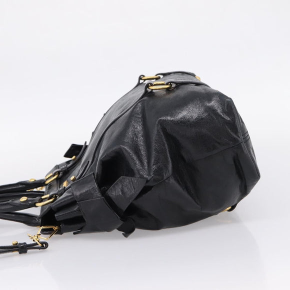 Miu Miu Hand Bag Leather 2way Black Gold Auth 167880M