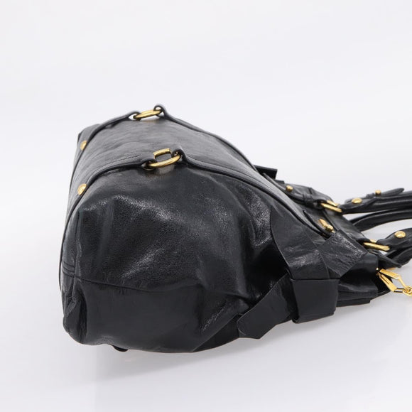 Miu Miu Hand Bag Leather 2way Black Gold Auth 167880M