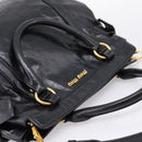 Miu Miu Hand Bag Leather 2way Black Gold Auth 167880M-6