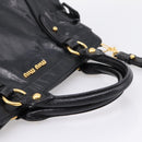 Miu Miu Hand Bag Leather 2way Black Gold Auth 167880M-7
