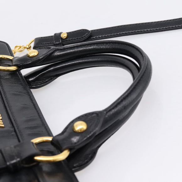 Miu Miu Hand Bag Leather 2way Black Gold Auth 167880M