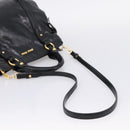 Miu Miu Hand Bag Leather 2way Black Gold Auth 167880M-9