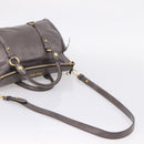 Miu Miu Hand Bag Leather 2way Gray Gold Auth 167881M-10