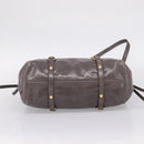 Miu Miu Hand Bag Leather 2way Gray Gold Auth 167881M-12