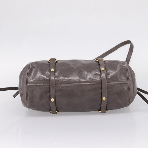 Miu Miu Hand Bag Leather 2way Gray Gold Auth 167881M