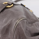 Miu Miu Hand Bag Leather 2way Gray Gold Auth 167881M-13