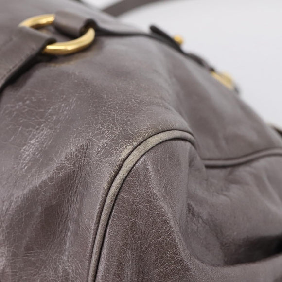 Miu Miu Hand Bag Leather 2way Gray Gold Auth 167881M