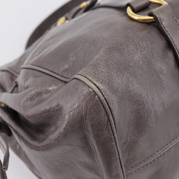 Miu Miu Hand Bag Leather 2way Gray Gold Auth 167881M
