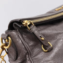 Miu Miu Hand Bag Leather 2way Gray Gold Auth 167881M-17