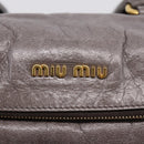 Miu Miu Hand Bag Leather 2way Gray Gold Auth 167881M-18