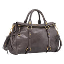 Miu Miu Hand Bag Leather 2way Gray Gold Auth 167881M-1