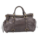 Miu Miu Hand Bag Leather 2way Gray Gold Auth 167881M-2