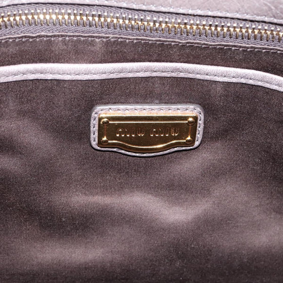 Miu Miu Hand Bag Leather 2way Gray Gold Auth 167881M