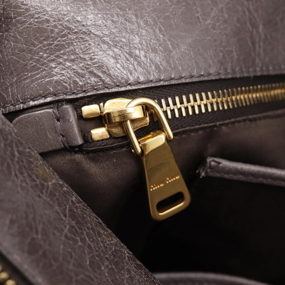Miu Miu Hand Bag Leather 2way Gray Gold Auth 167881M