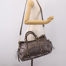 Miu Miu Hand Bag Leather 2way Gray Gold Auth 167881M-27