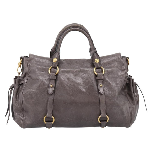 Miu Miu Hand Bag Leather 2way Gray Gold Auth 167881M