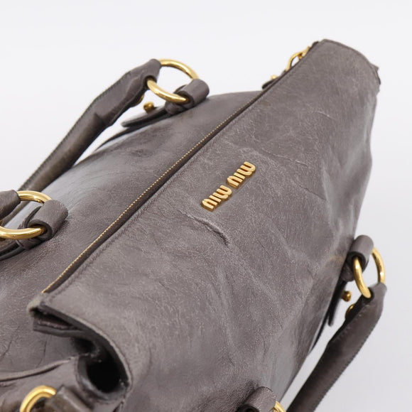 Miu Miu Hand Bag Leather 2way Gray Gold Auth 167881M