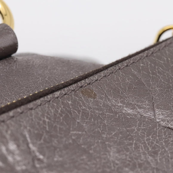 Miu Miu Hand Bag Leather 2way Gray Gold Auth 167881M