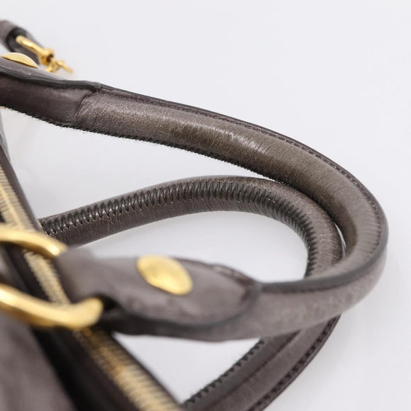Miu Miu Hand Bag Leather 2way Gray Gold Auth 167881M