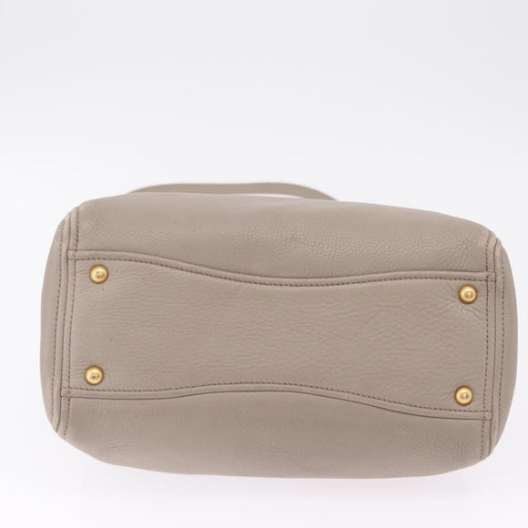 Miu Miu Hand Bag Leather 2way Gray Gold Auth 167882A